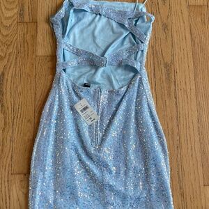 Windsor Iridescent Blue Bodycon Sequin Mini Dress